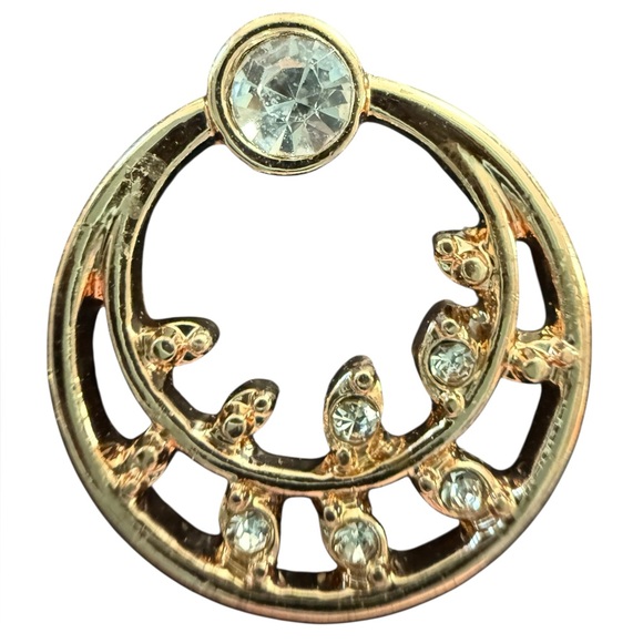 💜5/$50💜 Gold Tone Circular Earrings with Crystal Accents - Picture 2 of 3